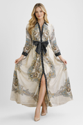 T2475 PAISLEY PRINT ORGANZA MAXI DRESS