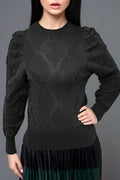 SK24020 LUREX LONG SLEEVE SWEATER (GRN, BLK)