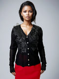 LS64091 LACE V-NECK TOP (BLK, BEIGE)