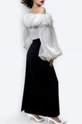 C3501 RUFFLE OFF-SHOULDER TOP (WHT, BLK)