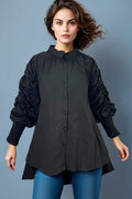 A90009 RUCHED LONG SLEEVE TOP