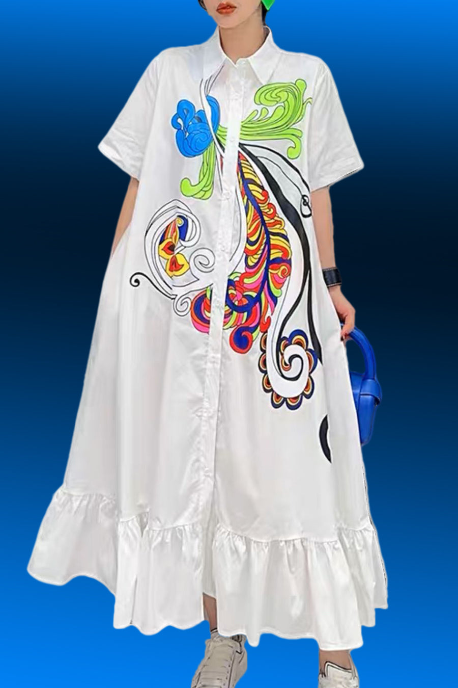 P105 DRESS (WHT, BLUE)