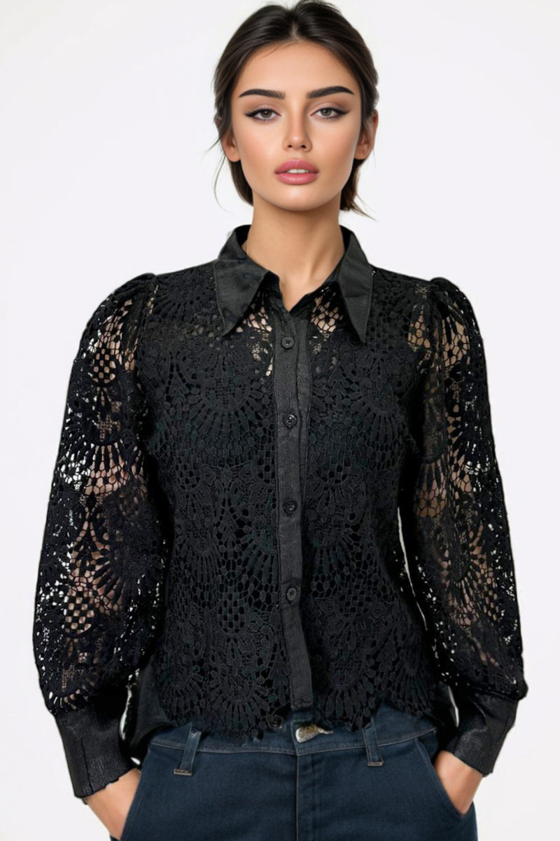 W5739 LACE BUTTON-DOWN TOP (S,XL,XXL,ONLY) – N by Nancy