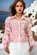 S3032 SHEER SCRUNCHED SLEEVE TOP (ONLY XXXL)