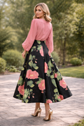 CH0086A A-LINE FLORAL MAXI SKIRT