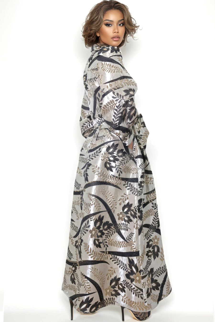 T2571A FROSTED BUTTON-DOWN DRESS