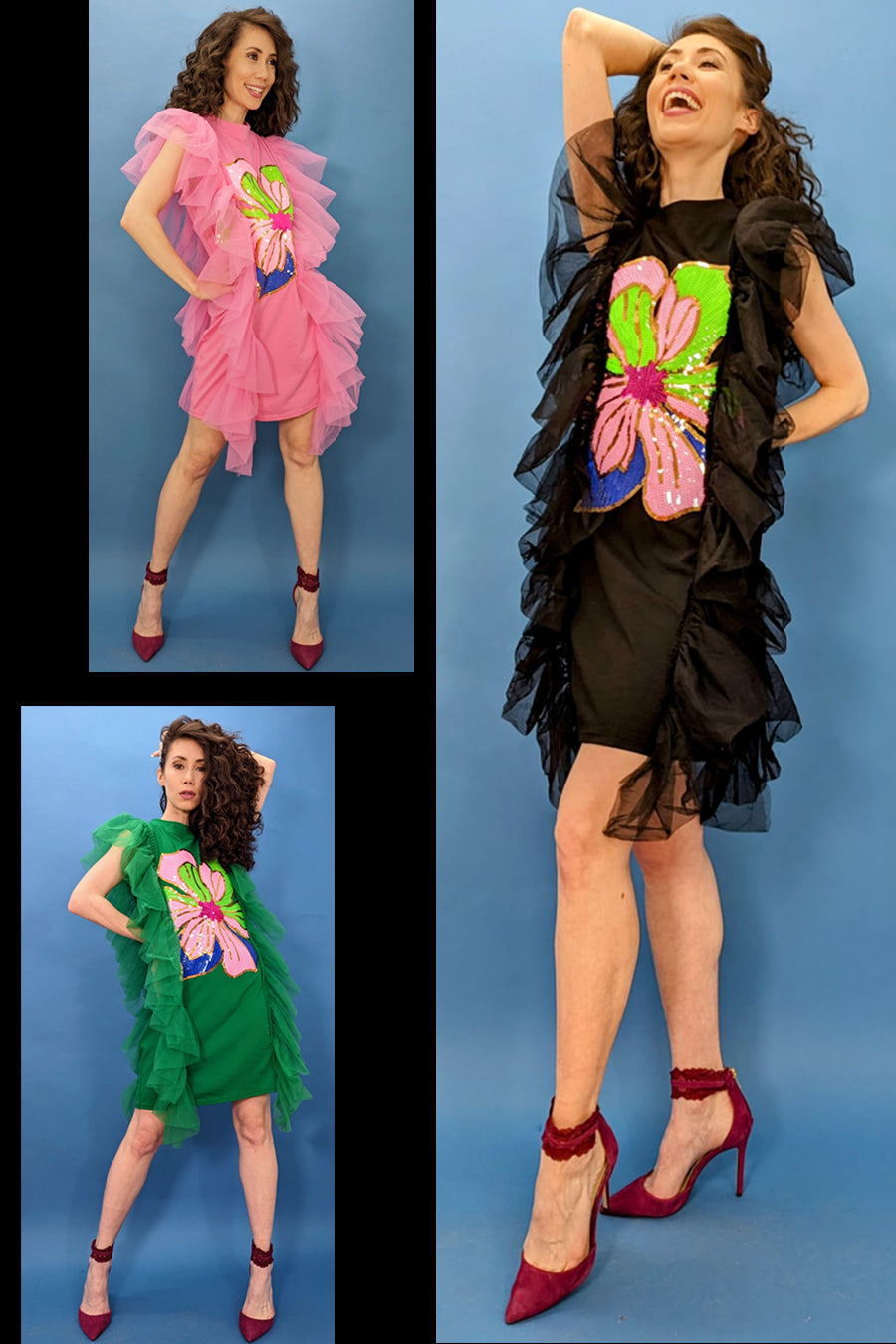 S2320 TULLE T-SHIRT DRESS (WHT, GRN, BLK)