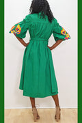 S235 PUFF SLEEVE DRESS (BLUE, WHT, GRN)