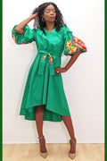 S235 PUFF SLEEVE DRESS (BLUE, WHT, GRN)