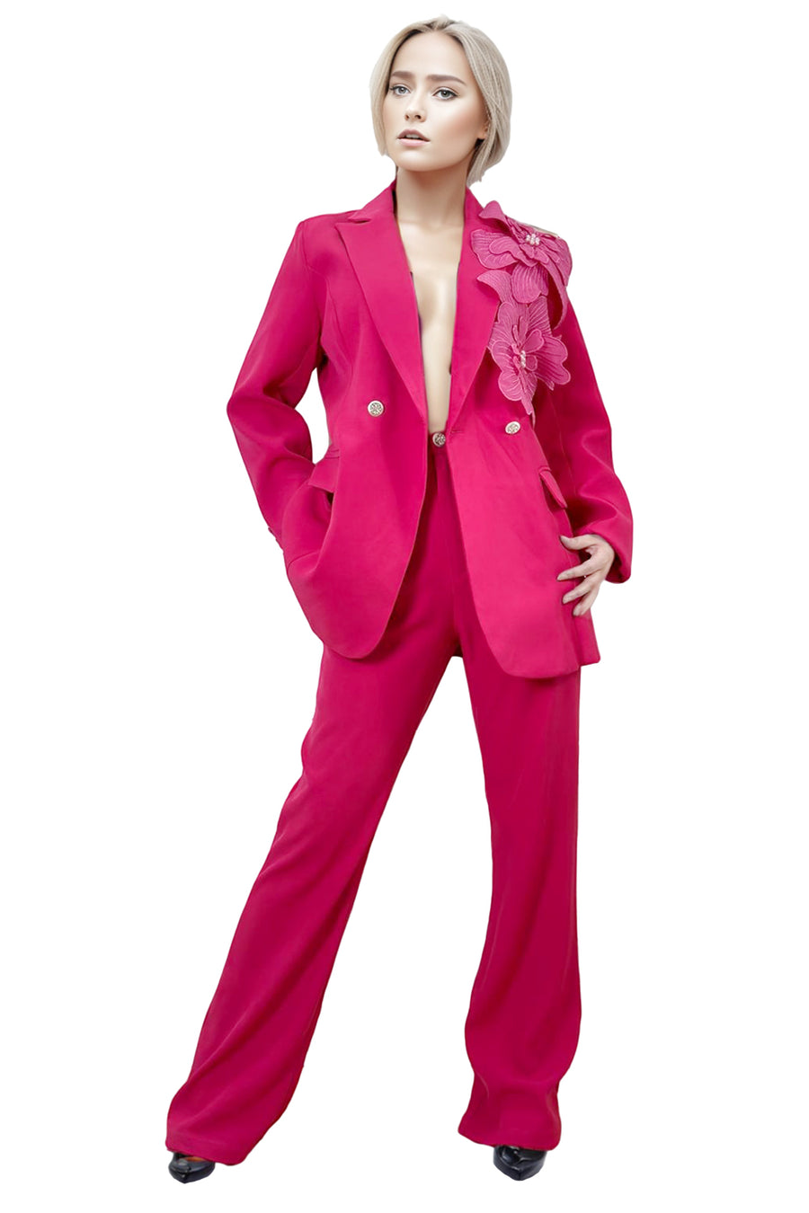 A94056 FLOWER APPLIQUE SET (WHT, PURPLE, MUSTARD, PINK)