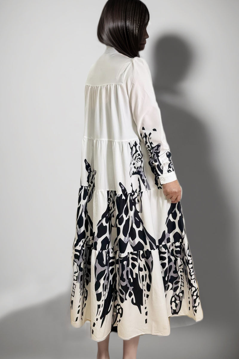 ※Nan※　Nature Design Switching Dress Premium Cool Cotton Wave Dress with Playful Patchwork | Nish