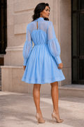 X7921 ENCHANTING ORGANZA MINI DRESS (BLU, BURG)