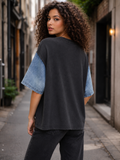TL0004 KITTY DENIM SEQUIN T-SHIRT TOP