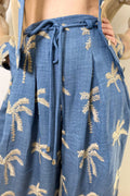 T8329 PALM TREE DENIM TOP / PANT SET (SMALL ONLY)