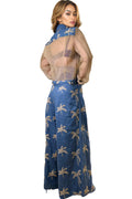 T8329 PALM TREE DENIM TOP / PANT SET (SMALL ONLY)