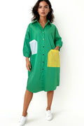 D1006 SHIRT DRESS (GRN, WHT)