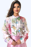 X7756 FLORAL BAND COLLAR TOP