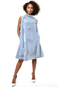 C82508 FLOWER APPLIQUE SLEEVELES MIDI DRESS