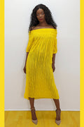 T1829 DRESS (YELLOW, WHT, VIOLET)