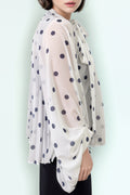 C3395 POLKA DOT PLEATED TOP (WHT, RED)