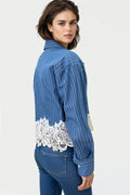 W5940 DENIM LACE TOP