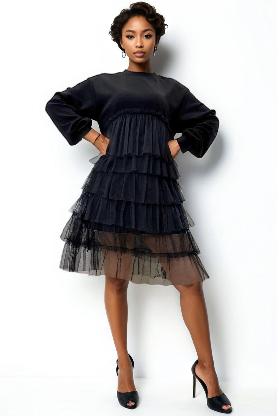 W8677 TIERED TULLE DRESS