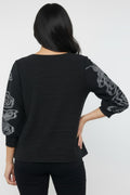 NY0014 LINE ART CRINKLED TOP (BLUSH, BLK)