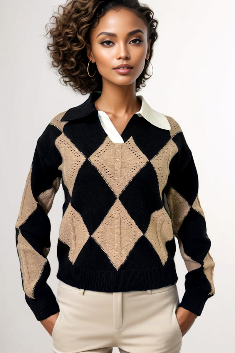LS62085 ARGYLE PRINT SWEATER – N by Nancy