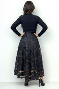 T2572 ORGANZA SWIRL SHEER MAXI SKIRT (S,M)