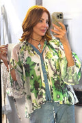 A94022 DENIM TRIM FLORAL TOP
