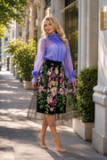 CH929 SECRET GARDEN FLORAL EMBROIDERED MIDI SKIRT