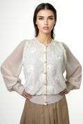 H5832 ROSE CARDIGAN SWEATER (BLK, WHT)