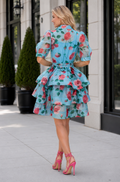 CH757 ROSE GARDEN ORGANZA TIERED MINI DRESS (BLU, BLK)