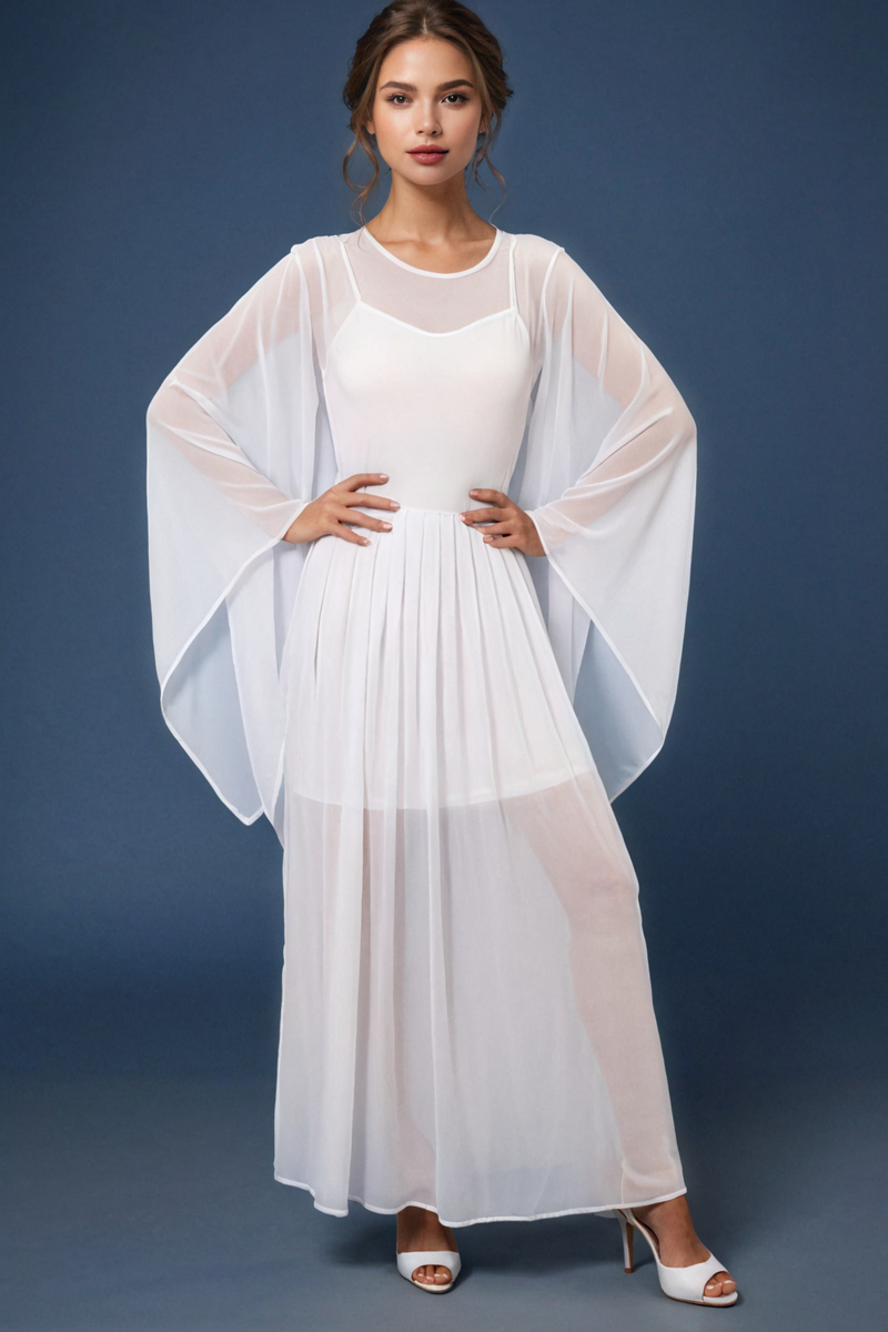 T2141 WHITE SHEER MAXI DRESS – N by Nancy