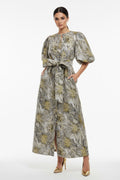 A95137 BROCADE BUTTON DOWN MAXI DRESS