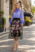 CH929 SECRET GARDEN FLORAL EMBROIDERED MIDI SKIRT
