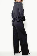 CH0099 COLLARED RUFFLE SWEATER TOP