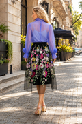 CH929 SECRET GARDEN FLORAL EMBROIDERED MIDI SKIRT