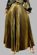 E73035 GOLD PLEATED SKIRT