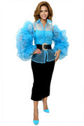 A94061 RUFFLE PUFF SLEEVE TOP