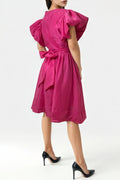 T8410 PUFF SLEEVE DRESS (ROSE, ORANGE)