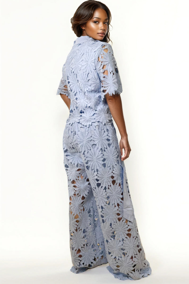 W5942 CROCHET PANT / TOP SET (BLUE, WHT) – N by Nancy