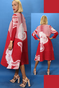 N1017 DRESS (ORANGE, RASPBERRY)