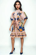 A95006 FLORAL PUFF SLEEVE DRESS