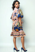 A95006 FLORAL PUFF SLEEVE DRESS