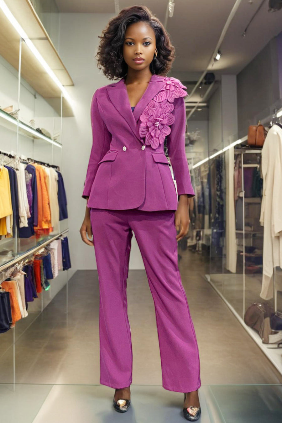 A94056 FLOWER APPLIQUE SET (WHT, PURPLE, MUSTARD, PINK)