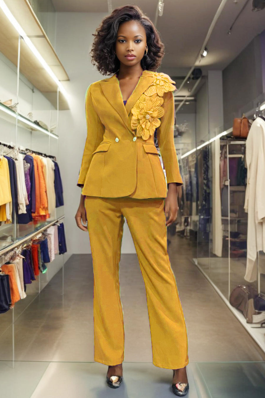 A94056 FLOWER APPLIQUE SET (WHT, PURPLE, MUSTARD, PINK)