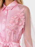 T623 FLORAL APPLIQUE SHEER SLEEVE MAXI DRESS (PNK, BLK)