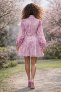 A95055 SPRING MIST TIE DYE BELTED ORGANZA MINI DRESS