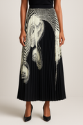 X7793B ABSTRACT PRINT PLEATED SKIRT (S, XXL)